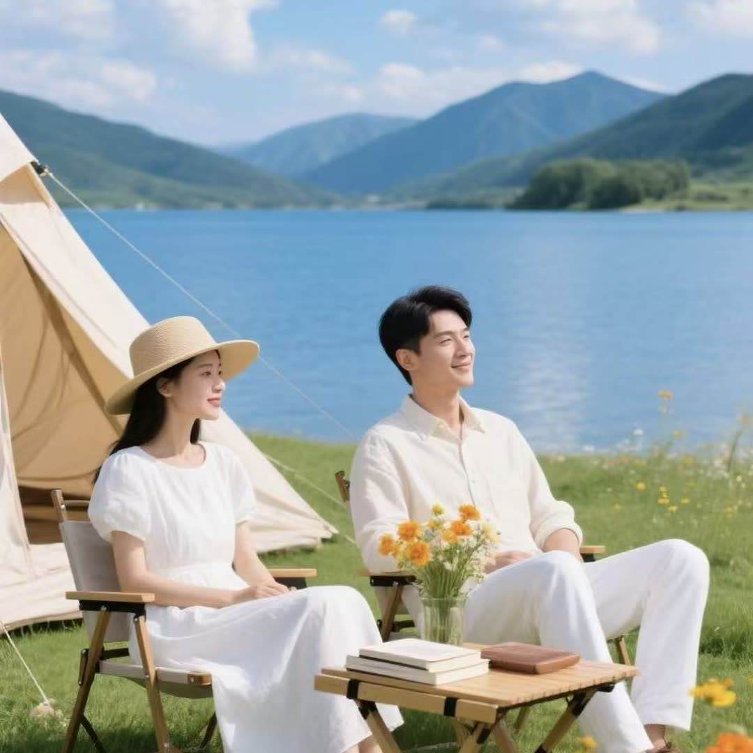 场景人像素材示例 · AI 应用的湖光山色